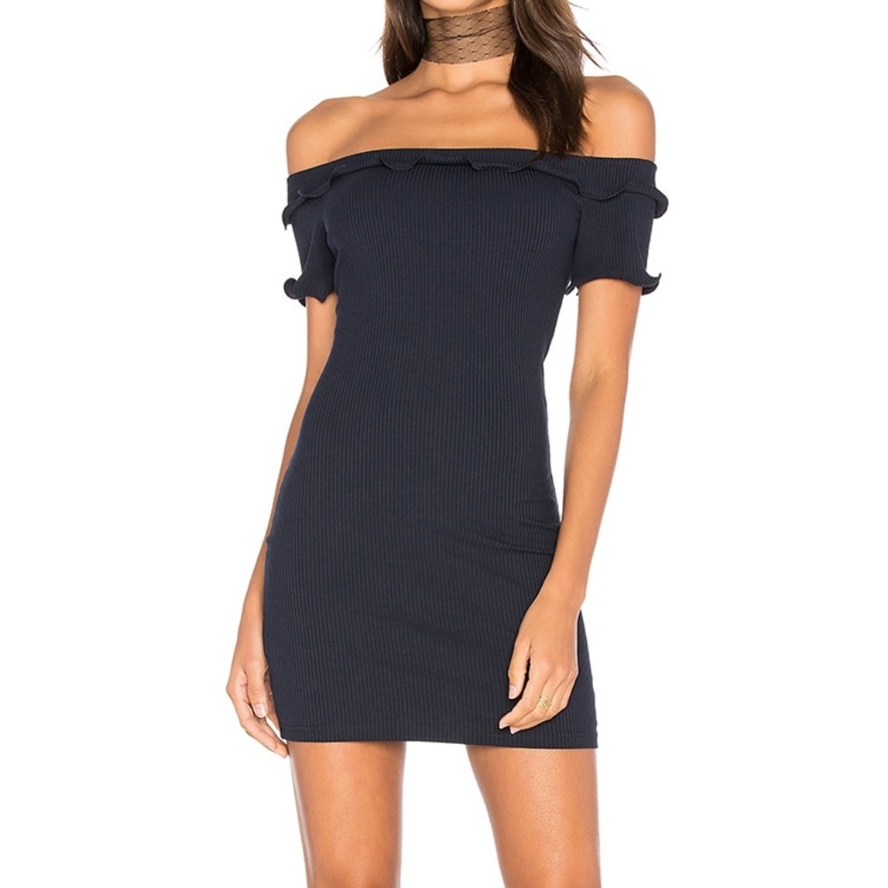 by the way. Lainey Ruffle Mini Dress in Navy